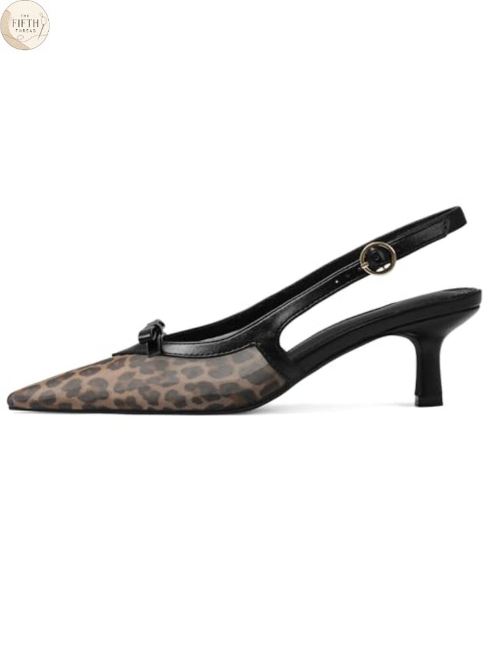 Kitten Heels with Bow, Slingback Pumps, Pointed Toe, Mesh